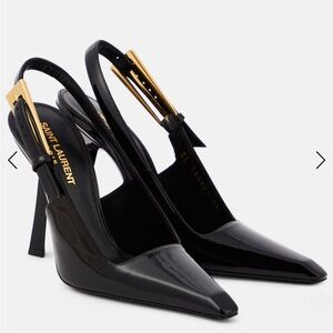 SAINT LAURENT
Lee patent leather slingback pumps